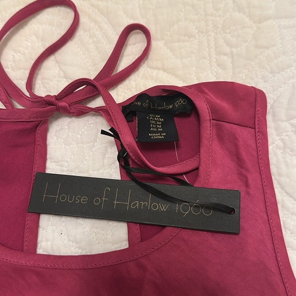 NWT House of Harlow 1960 Deep Pink Magenta/Raspberry Satin Bias Cut Dress - Picture 9 of 12